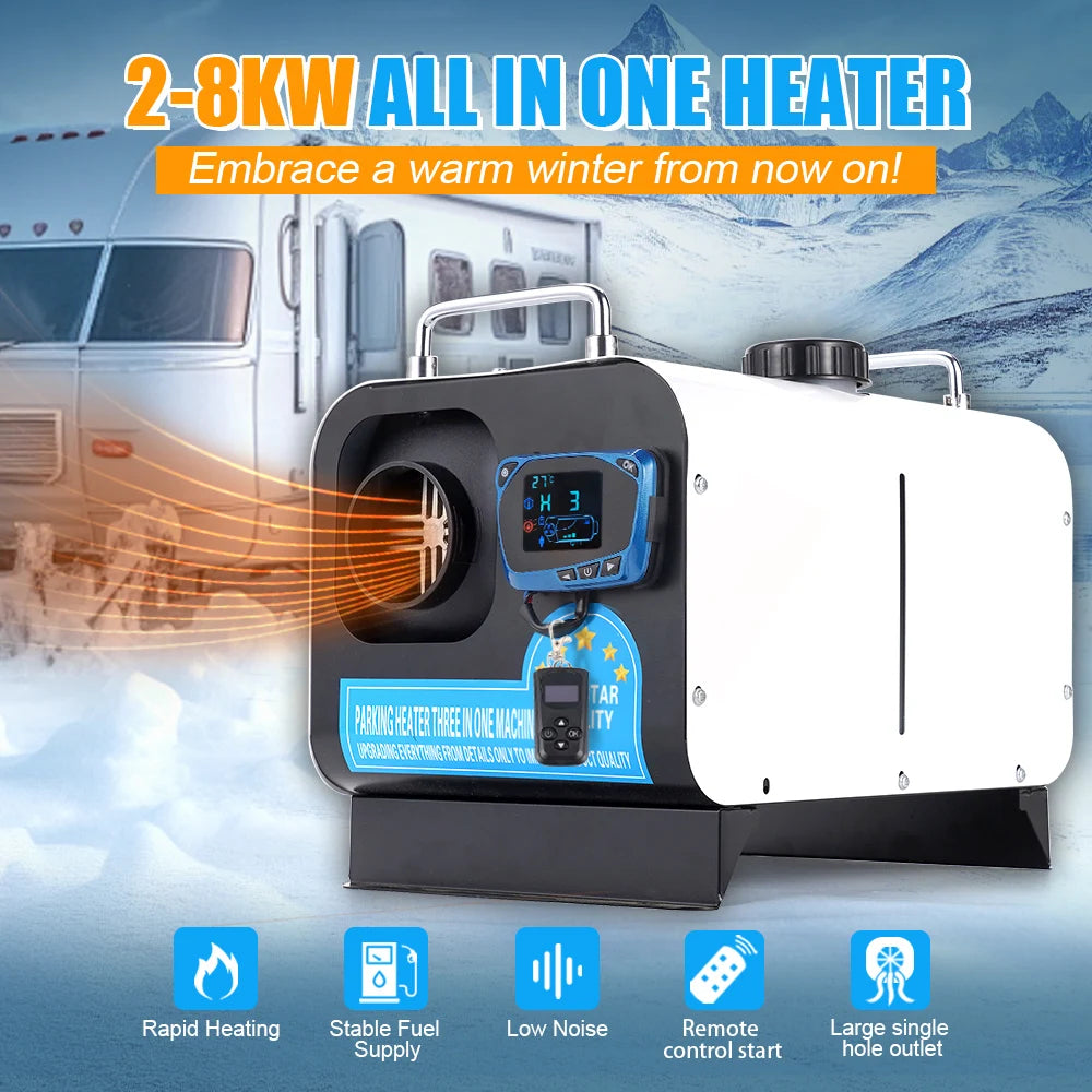 12V&24V&220V 2-8KW Parking Heater with Bluetooth Horizontal New Package for Indoor/Outdoor Use in Various Vehicle Models