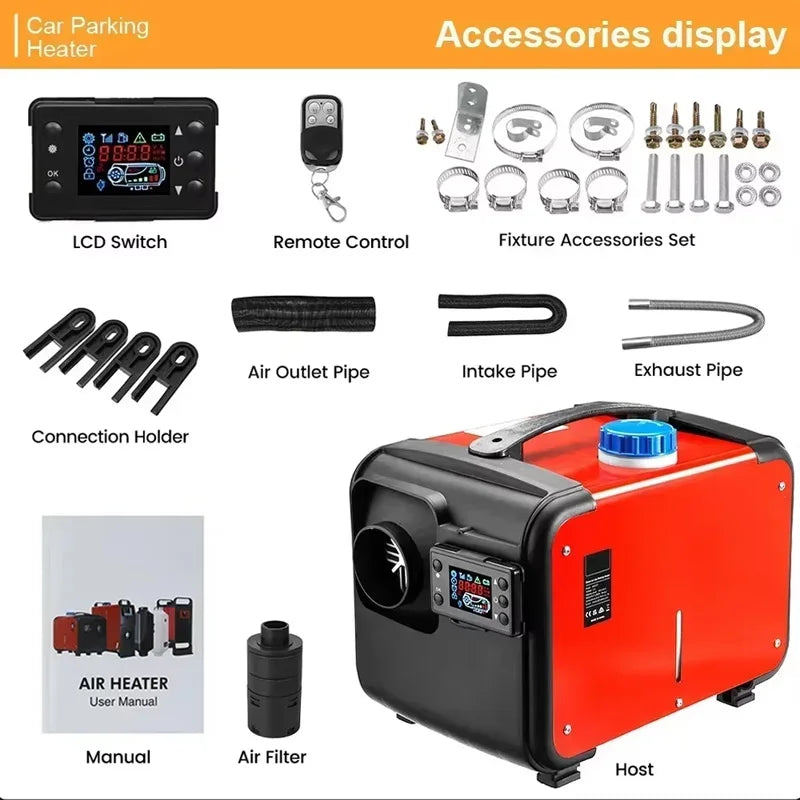 5KW 12V 24V 220V Diesel Heater 3in1 System Parking Air Heater with Wireless LCD Remote Control Professional Multi Voltage Heater