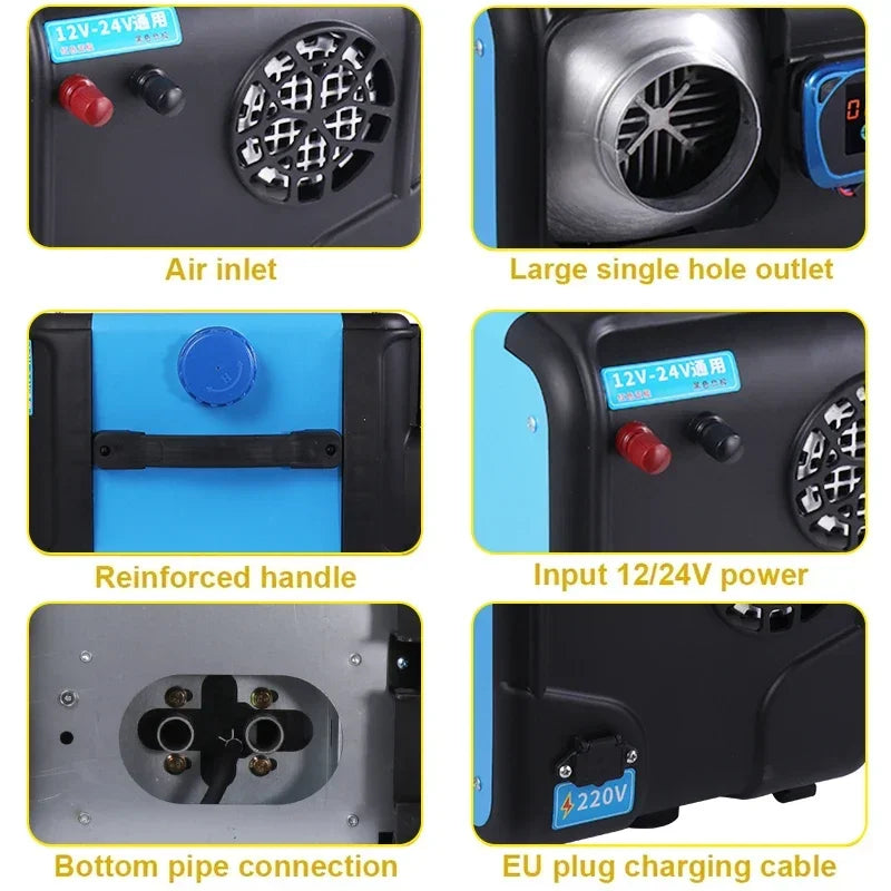 5KW 12V 24V 220V Diesel Heater 3in1 System Parking Air Heater with Wireless LCD Remote Control Professional Multi Voltage Heater