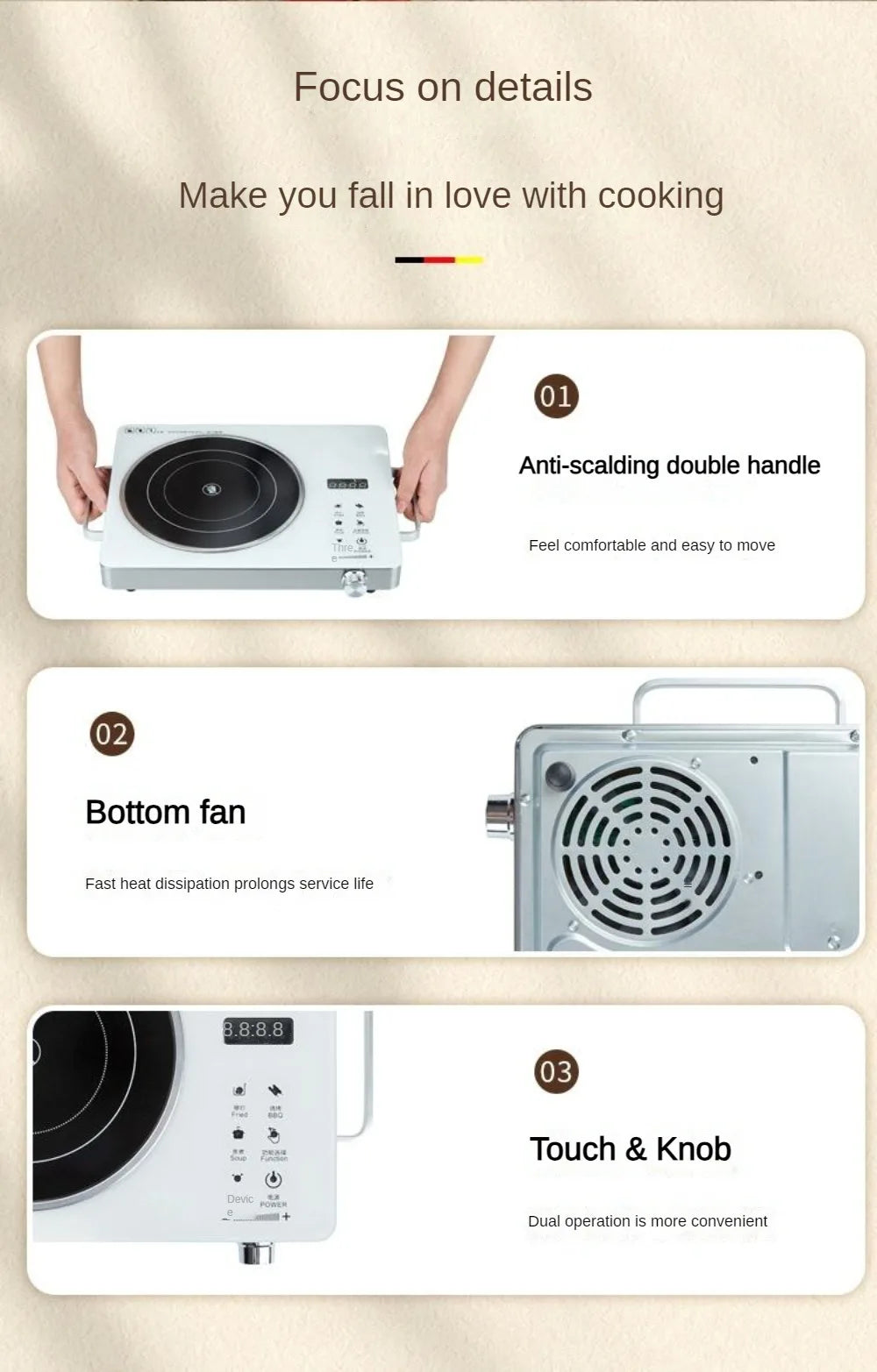 Electric Hot Plate 2200W Portable Electric Stove Countertop Infrared Single Burner For Home,Adjustable Temperature Easy to Clean