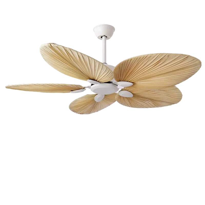 2022 New High Quality 52inch Factory Price Natural Breeze Palm Leaf Fan Blades 220V Remote Control Ceiling Fan Living Room