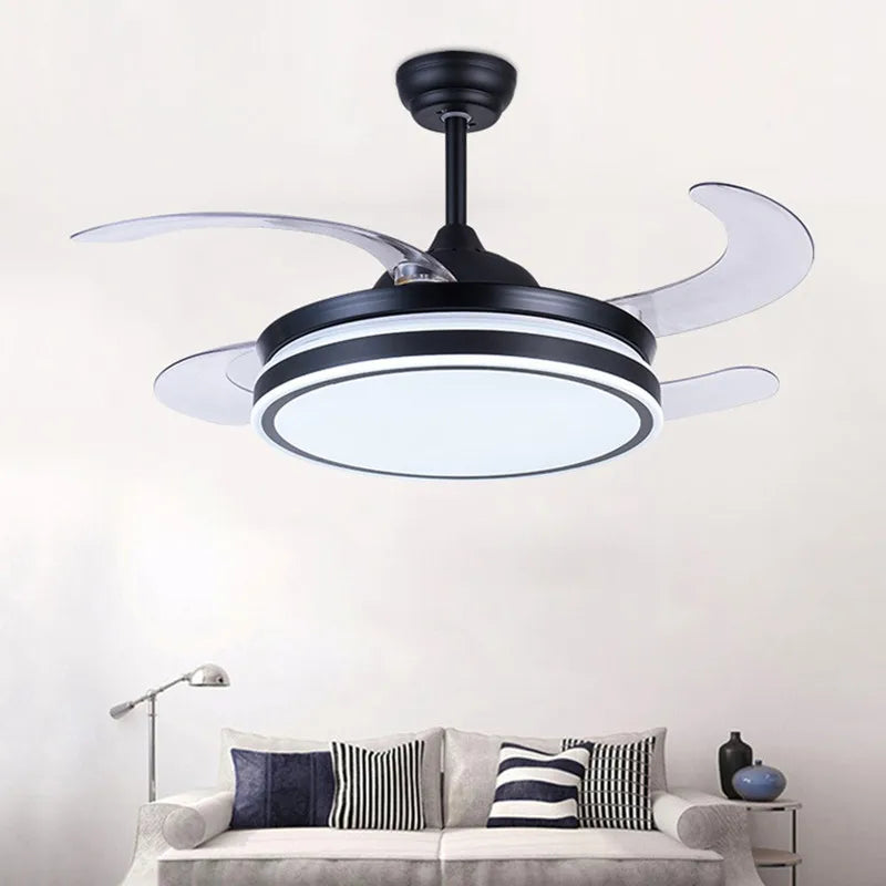 Retractable ceiling fan Air purifying led light celling fan modern bedroom smart remote control large hotel ceiling fan