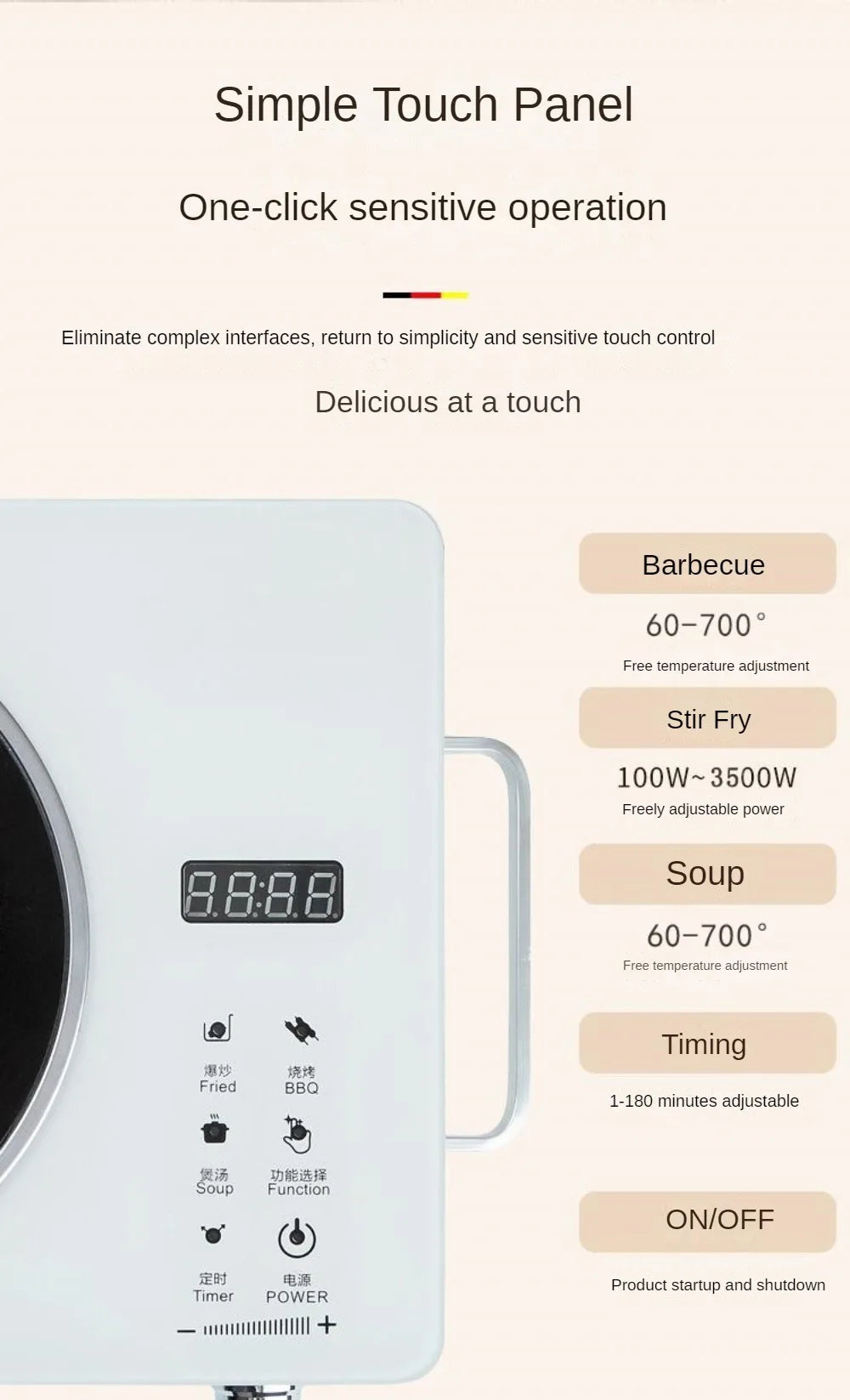 Electric Hot Plate 2200W Portable Electric Stove Countertop Infrared Single Burner For Home,Adjustable Temperature Easy to Clean