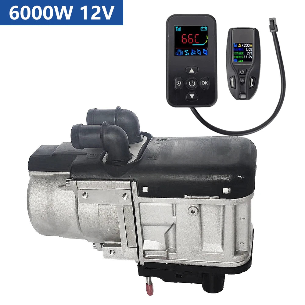12V 6KW Diesel Preheater Fuel Liquid Heater LCD Switch Parking Heating Device For Trucks Van Car