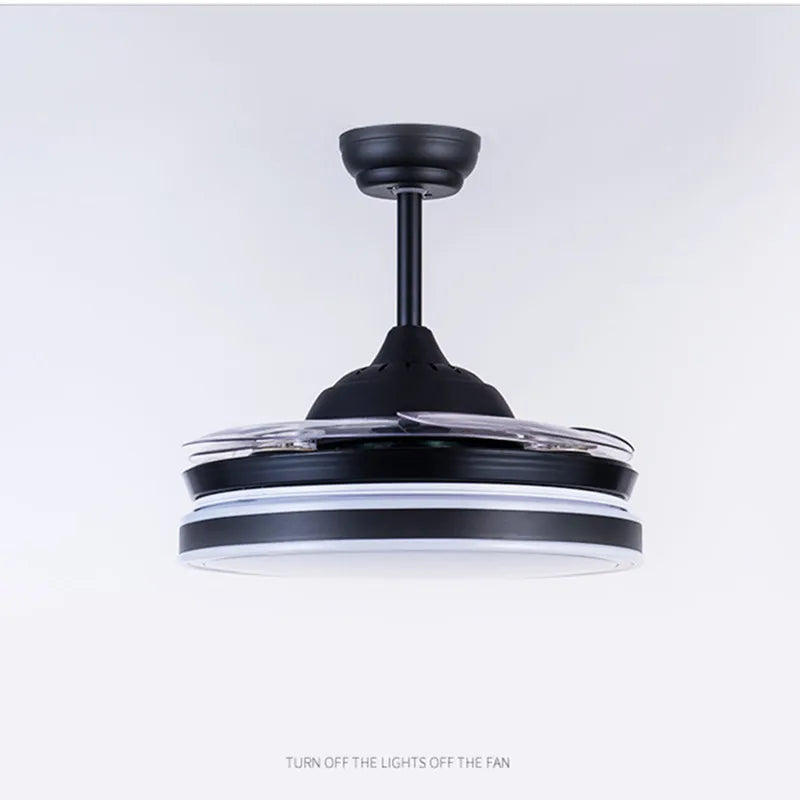 Retractable ceiling fan Air purifying led light celling fan modern bedroom smart remote control large hotel ceiling fan