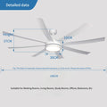 72 Inch Black Ceiling Fan with Light, DC Motor Remote Control 6-speed Reversible Speed, Living Room, Terrace, Indoor and Outdoor