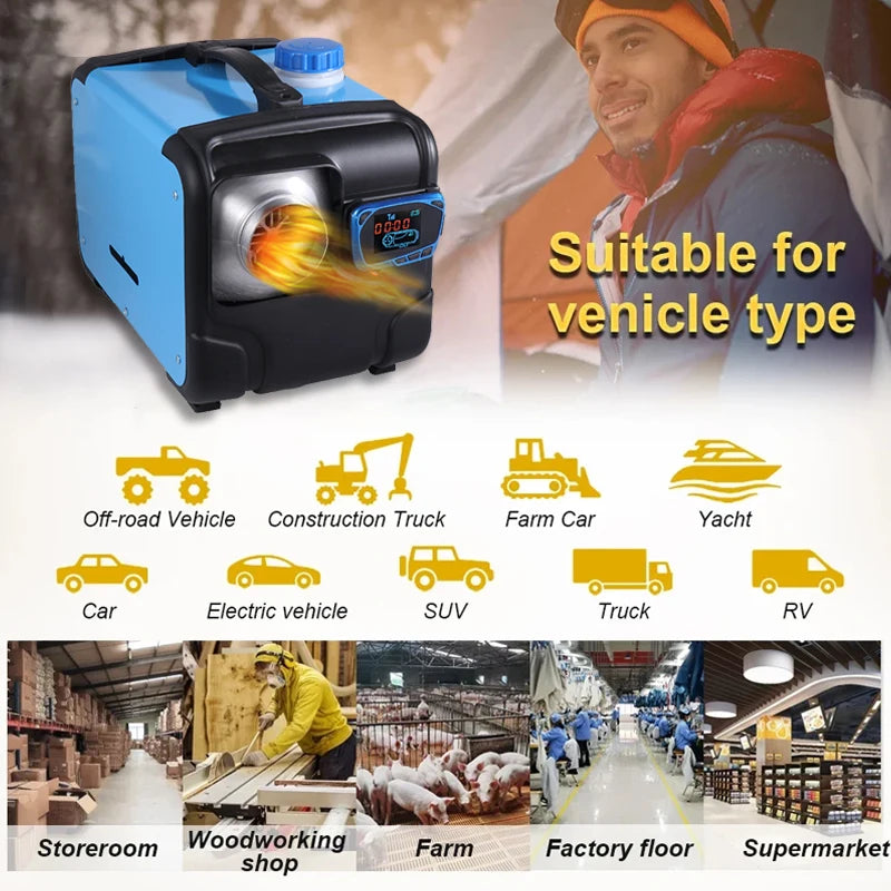 5KW 12V 24V 220V Diesel Heater 3in1 System Parking Air Heater with Wireless LCD Remote Control Professional Multi Voltage Heater